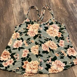 Floral button front tank